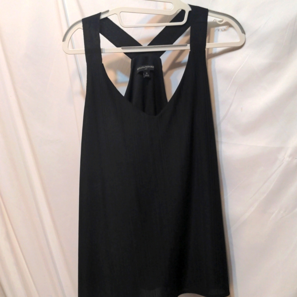 Banana Republic black razor back shirt blouse size medium